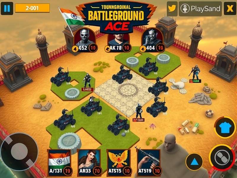 Battleground Ace gameplay screenshot showing Indian-themed map